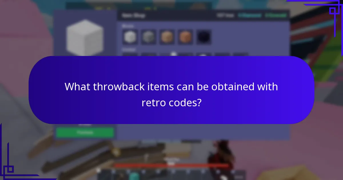 What throwback items can be obtained with retro codes?